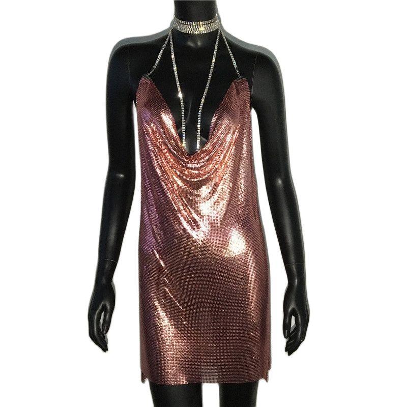 Robe de soirée sexy à paillettes dorées AKYZO pour femme 06
