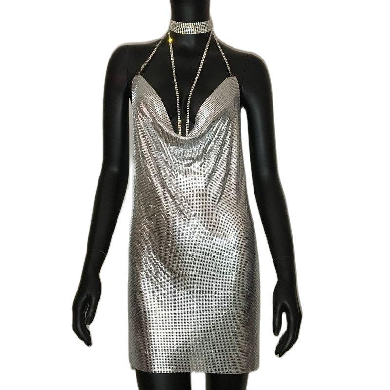 Robe de soirée sexy à paillettes dorées AKYZO pour femme 03