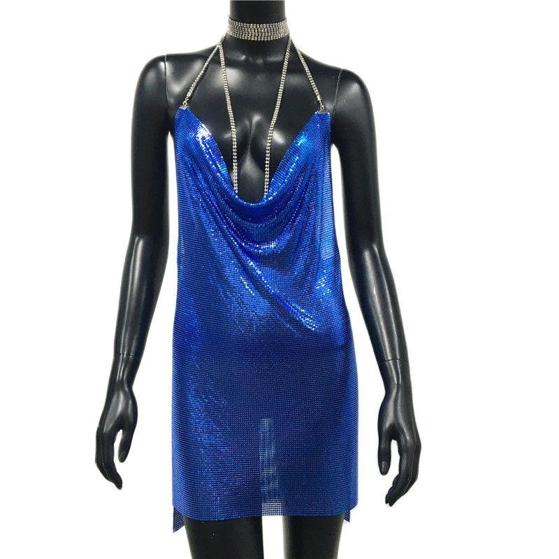 Robe de soirée sexy à paillettes dorées AKYZO pour femme 09