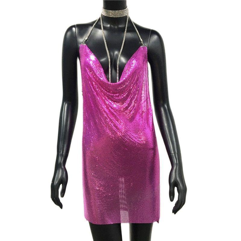 Robe de soirée sexy à paillettes dorées AKYZO pour femme 08