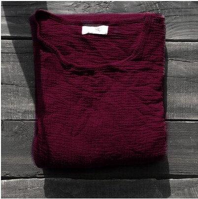 Robe décontractée en coton et lin pour femmes, wine