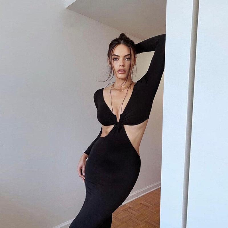 "Robes Maxi Sexy avec Découpes Halter pour Femmes"