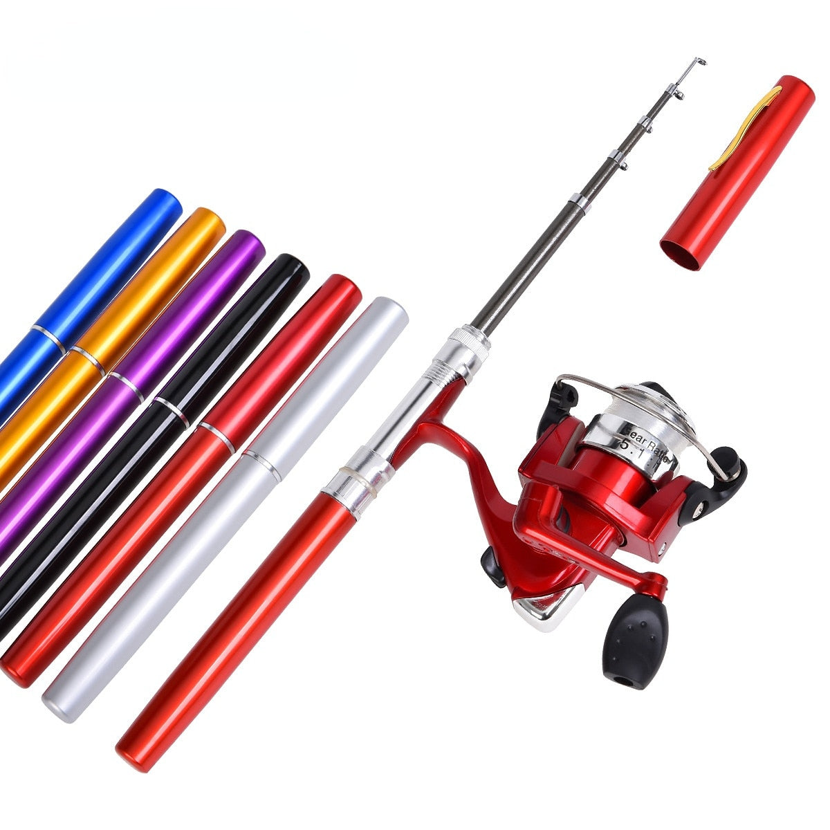 1set Pen Fishing Rod Spinning Wheel Fishing Wheel Portable Pocket Ice Fishing Rod Sea Rod Fishing Gear Telescopic Fishing Rod
