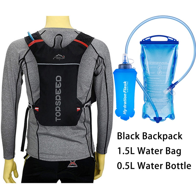 Sac à dos de course léger avec hydratation Black Bag and 2L