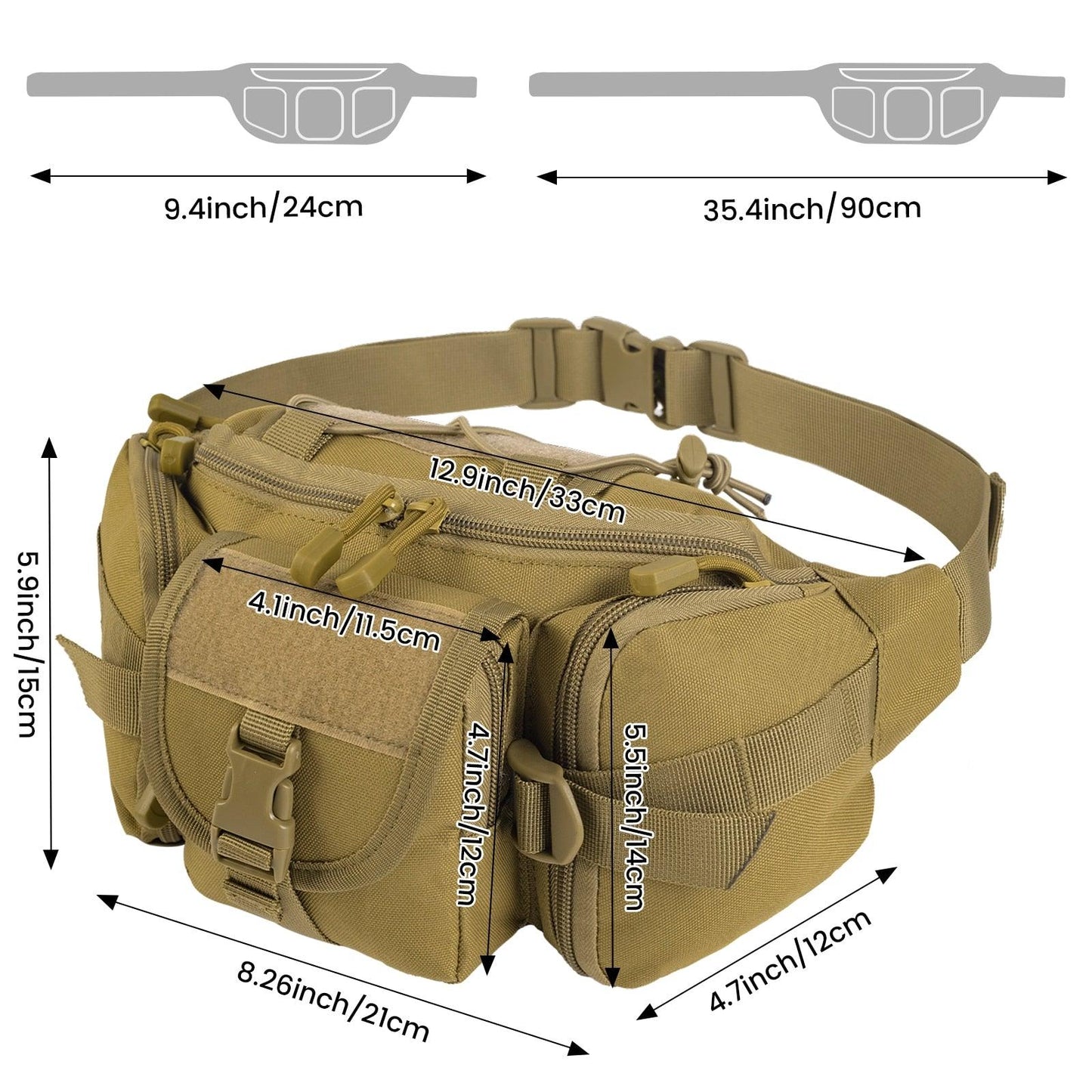 Sac de taille tactique sac de ventilateur militaire sport en plein air grande capacité étanche équitation voyage course sac de poitrine multifonction
