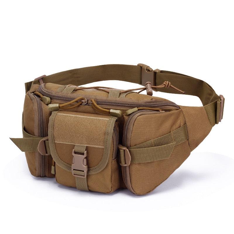 Sac de taille tactique sac de ventilateur militaire sport en plein air grande capacité étanche équitation voyage course sac de poitrine multifonction Khaki