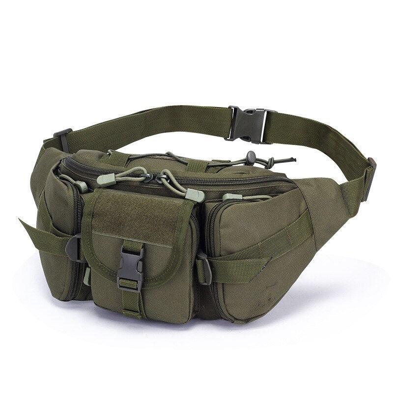 Sac de taille tactique sac de ventilateur militaire sport en plein air grande capacité étanche équitation voyage course sac de poitrine multifonction Army Green