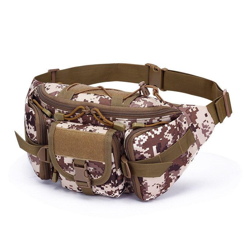 Sac de taille tactique sac de ventilateur militaire sport en plein air grande capacité étanche équitation voyage course sac de poitrine multifonction Desert Digital