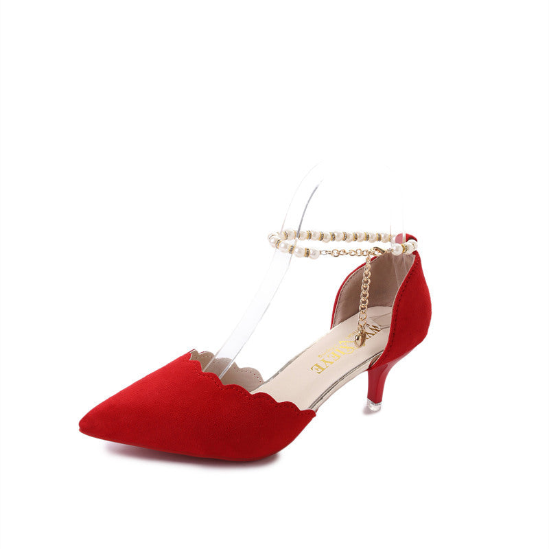 "Sandales Femmes 2023 : Talons Hauts, Chaîne Snap & Design AOMshop" Red Heel high5cm