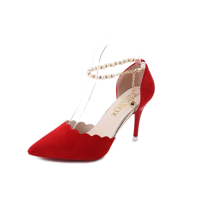 "Sandales Femmes 2023 : Talons Hauts, Chaîne Snap & Design AOMshop" Red Heel high 8cm