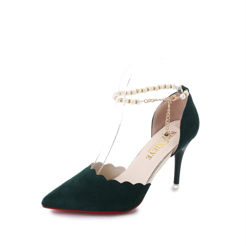 "Sandales Femmes 2023 : Talons Hauts, Chaîne Snap & Design AOMshop" Green Heel high 8cm