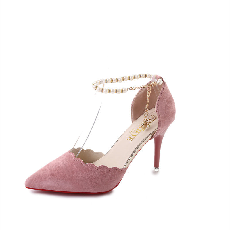 "Sandales Femmes 2023 : Talons Hauts, Chaîne Snap & Design AOMshop" Pink Heel high 8cm