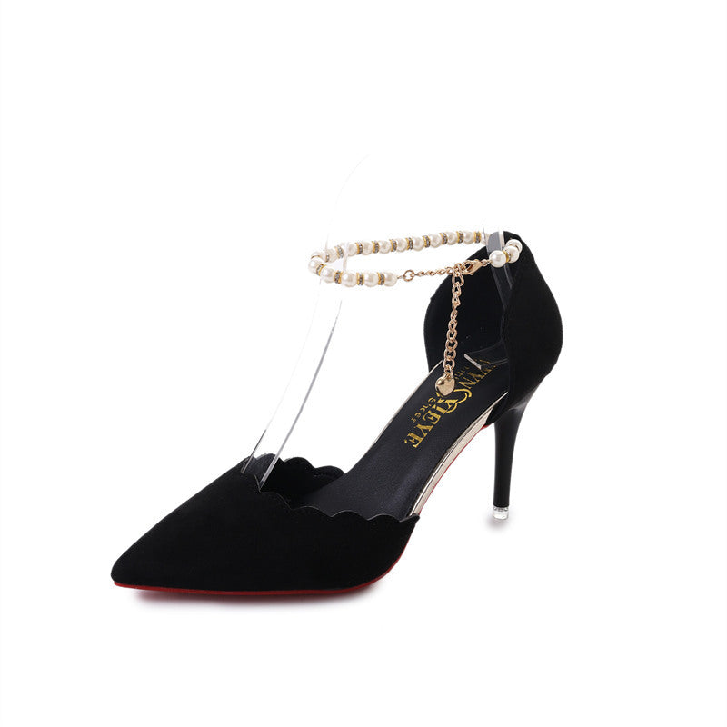 "Sandales Femmes 2023 : Talons Hauts, Chaîne Snap & Design AOMshop" Black Heel high 8cm