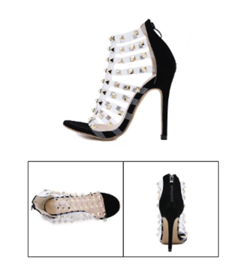 Sandales à talons hauts transparents creux de 12 cm - AOMshop