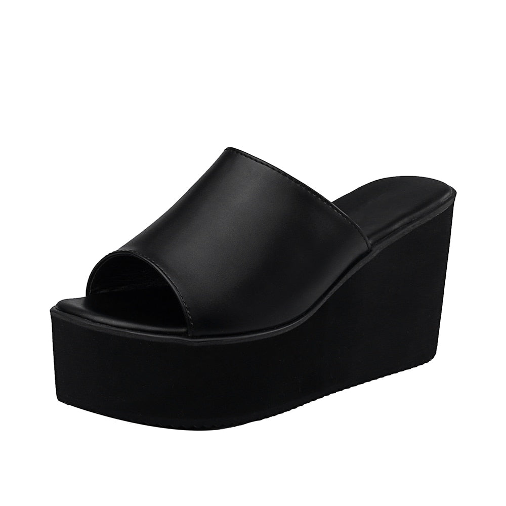 Sandales compensées pour femmes Gdgydh - AOMshop black PU