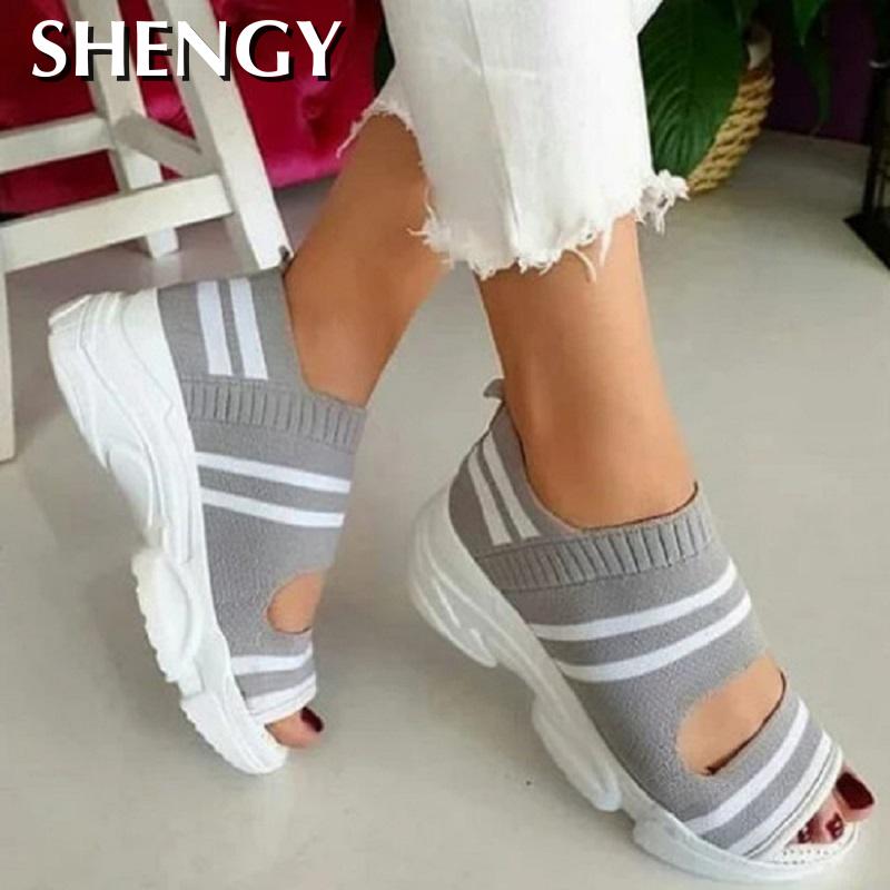 Sandales d'été pour femme, talons compensés et plateforme, chaussures légères, grandes tailles - AOMshop