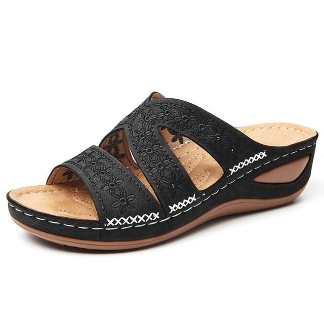 Sandales d'été pour femme, talons compensés et plateforme, chaussures légères, grandes tailles - AOMshop black