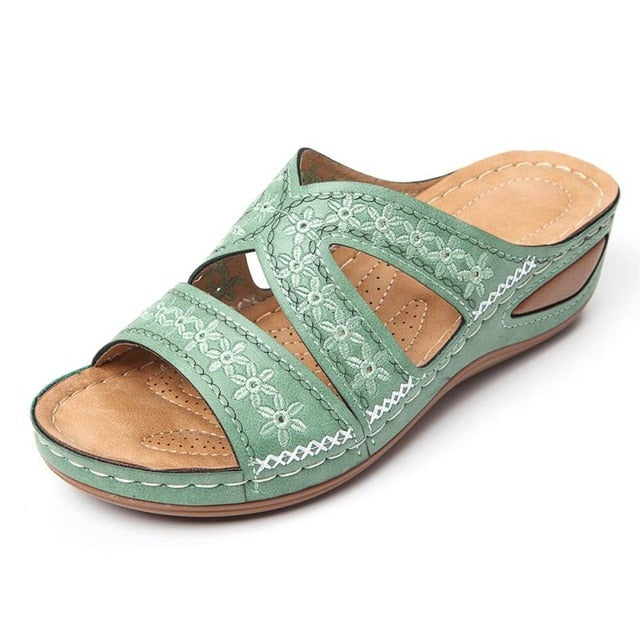 Sandales d'été pour femme, talons compensés et plateforme, chaussures légères, grandes tailles - AOMshop green