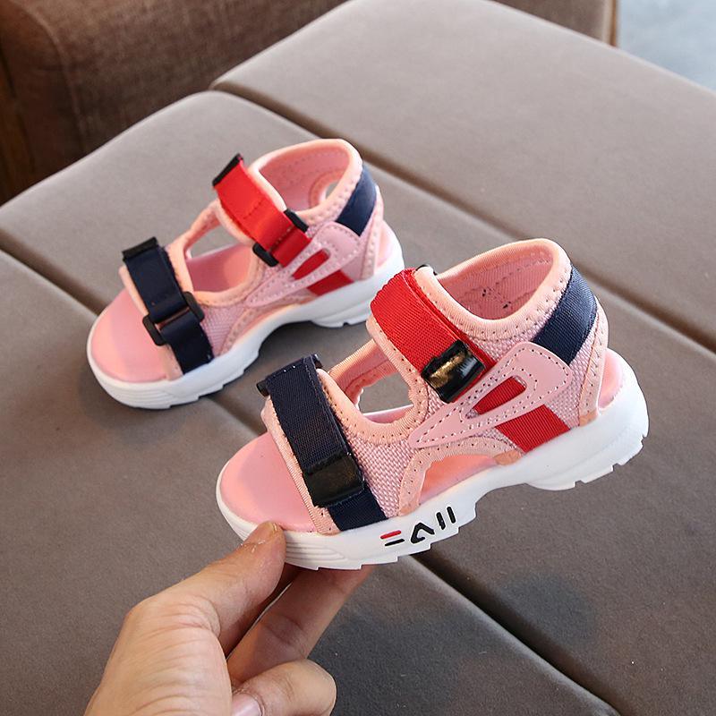 Sandales en cuir pour garçons, été Pink