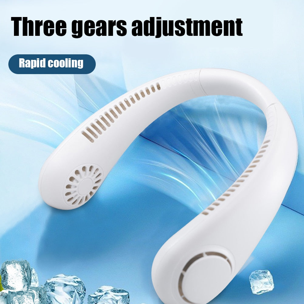 3 Speed Mute Neck Fan Bladeless Hanging Electric Fan USB Charging Portable Wearable Mini Air Conditioner Summer Outdoor Air Cool