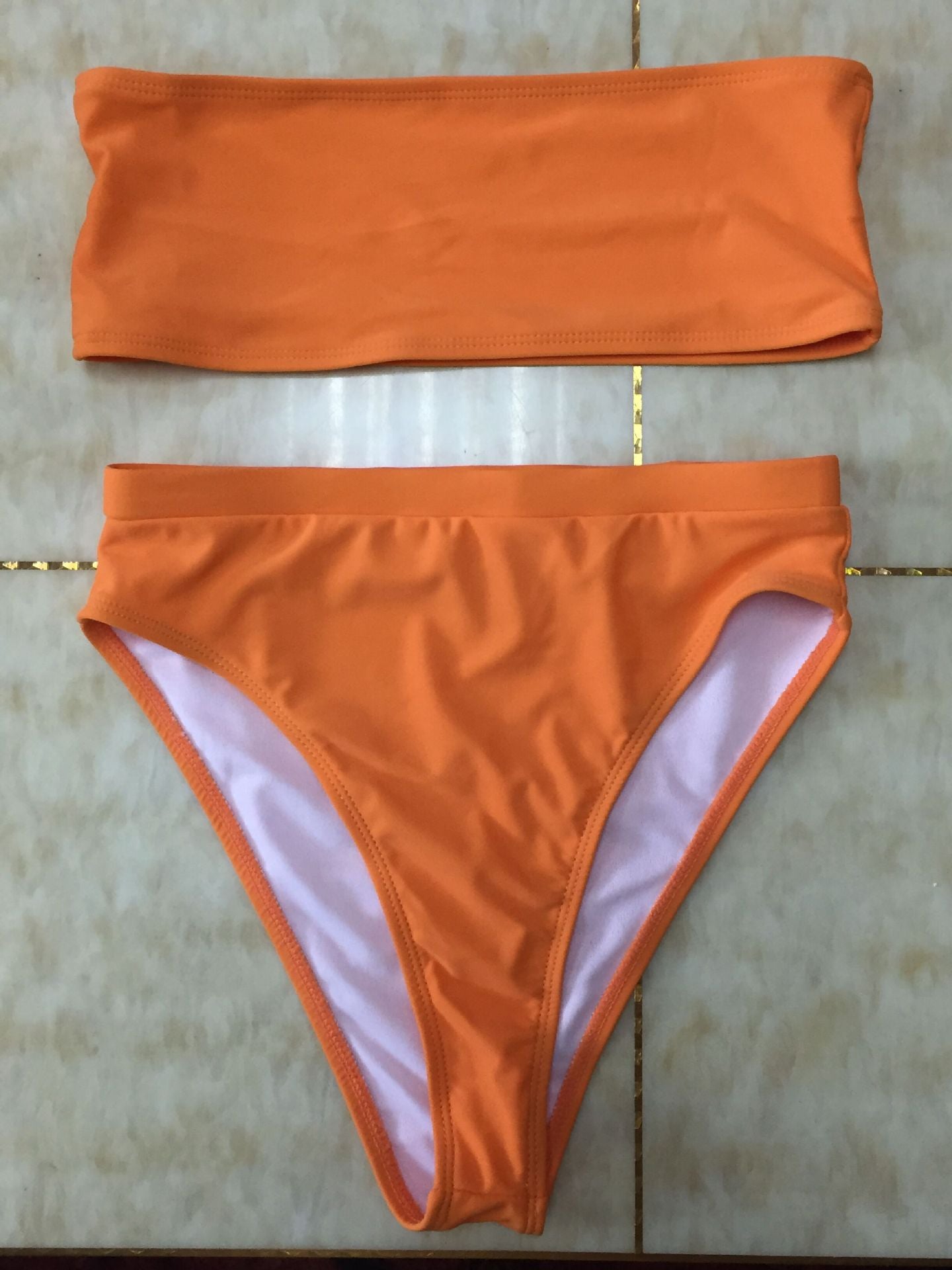 Sexy Two-Piece Breast Wrap Swimsuit Bikini Set | AOMshop Orange