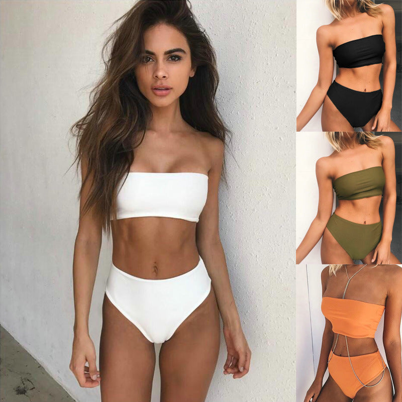 Sexy Two-Piece Breast Wrap Swimsuit Bikini Set | AOMshop