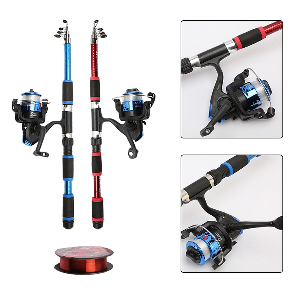 9pcs Sea Rod Set 1.8m/2.1m Long Range Throwing Pole With Space Beans Connectors Lines Fish Bells Sinkers Floats Blaster Hooks