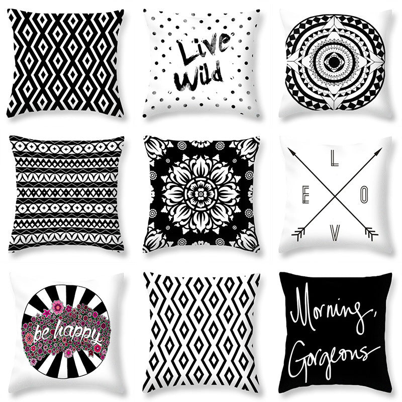 Simple Black and White Peach Skin Pillowcase | AOMshop