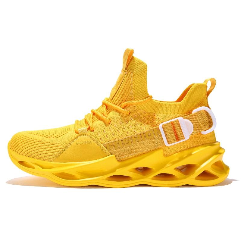 Sneakers Légères en Maille Respirante avec Semelle à Lame G133-Yellow