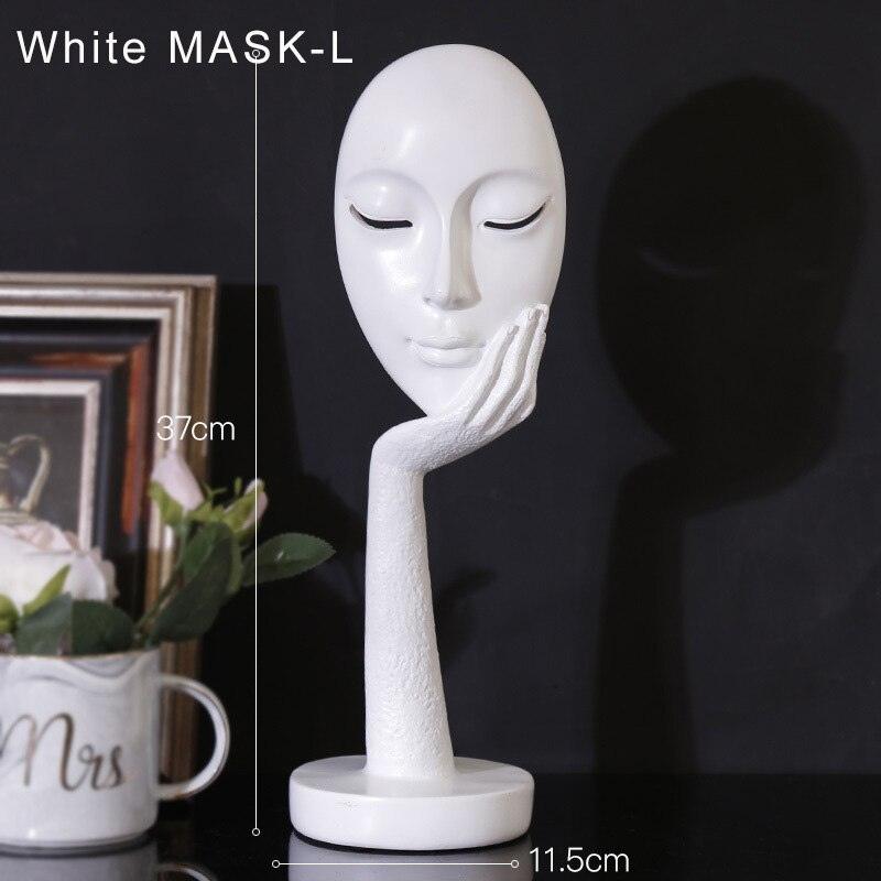 "Statue figurine abstraite en résine pour décoration intérieure" White MASK-L