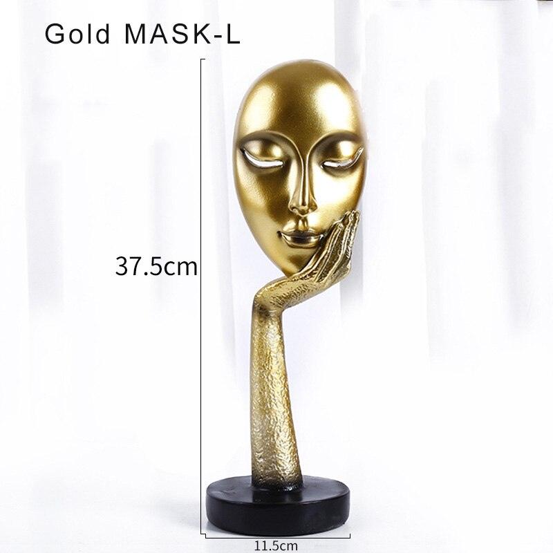 "Statue figurine abstraite en résine pour décoration intérieure" Gold MASK-L
