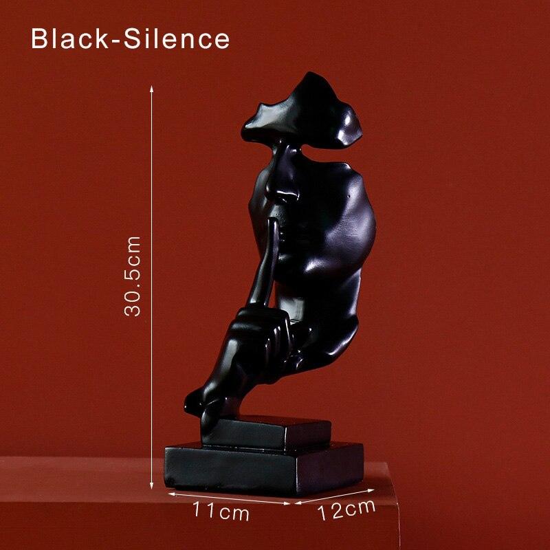 "Statue figurine abstraite en résine pour décoration intérieure" Black-Silence