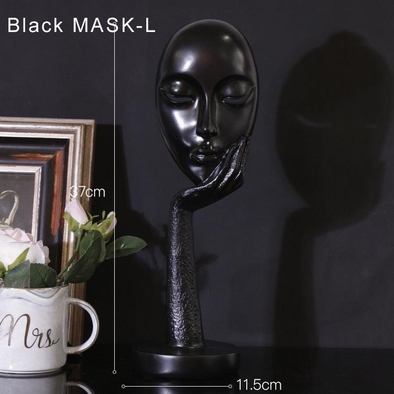 "Statue figurine abstraite en résine pour décoration intérieure" Black MASK-L