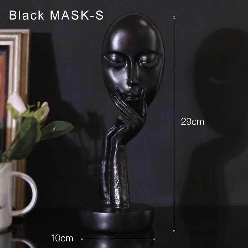 "Statue figurine abstraite en résine pour décoration intérieure" Black MASK-S