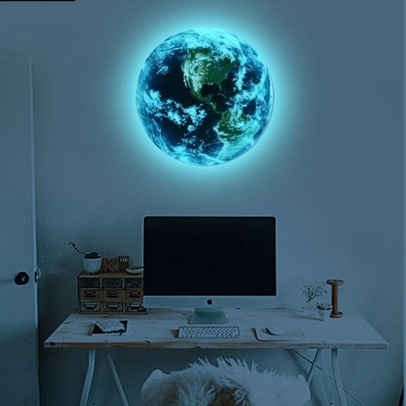Stickers muraux lumineux Terre Lune pour décoration de chambre d'enfant