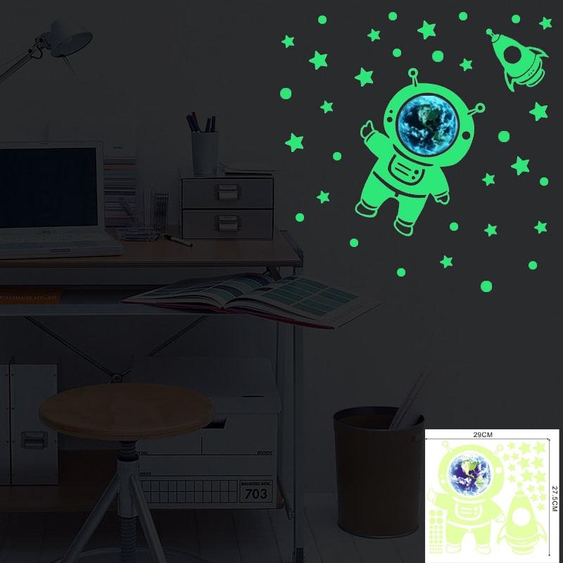 Stickers muraux lumineux Terre Lune pour décoration de chambre d'enfant