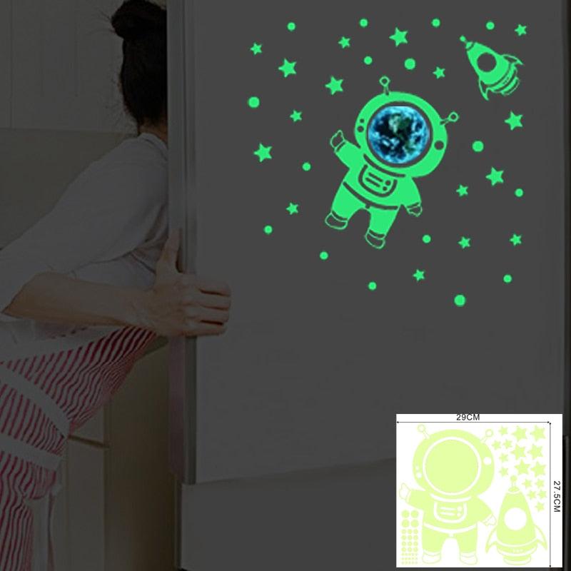 Stickers muraux lumineux Terre Lune pour décoration de chambre d'enfant