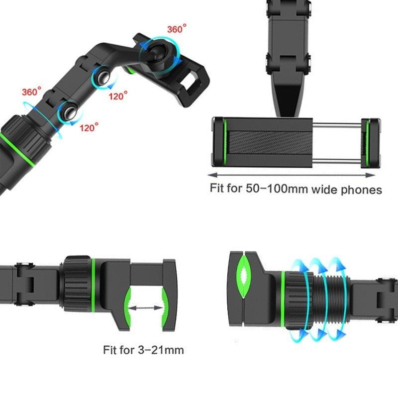 "Support de téléphone pour voiture - Fixation sur rétroviseur avec rotation à 360 degrés"