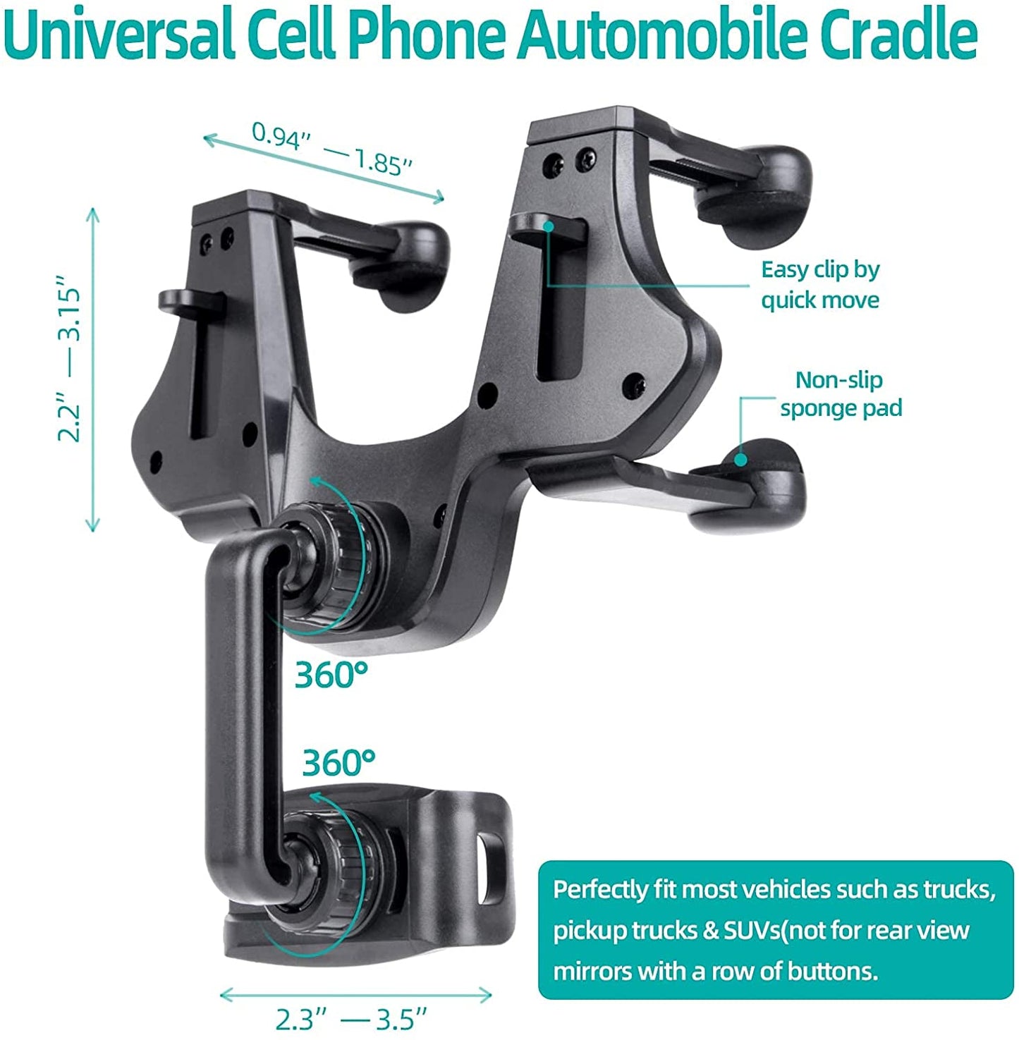 Support smartphone noir réglable pour voiture pour iPhone 6 8 Samsung Xiaomi 6 6X