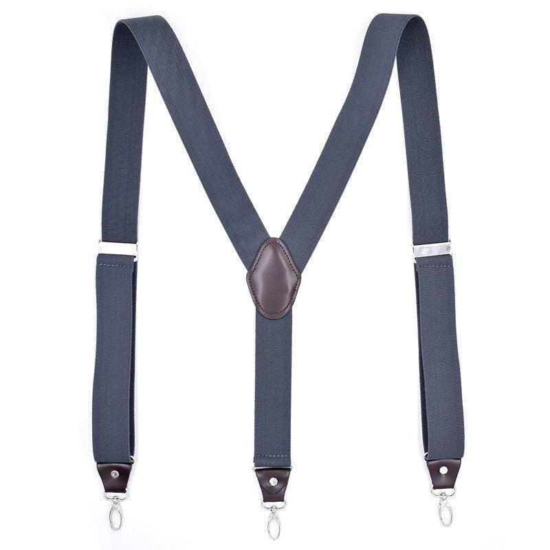"Suspendeurs pour homme avec crochet robuste : bretelles à élastique pour pantalon" Dark Grey