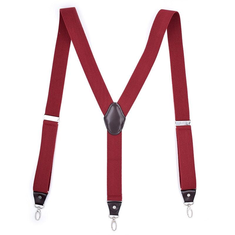"Suspendeurs pour homme avec crochet robuste : bretelles à élastique pour pantalon" Burgundy