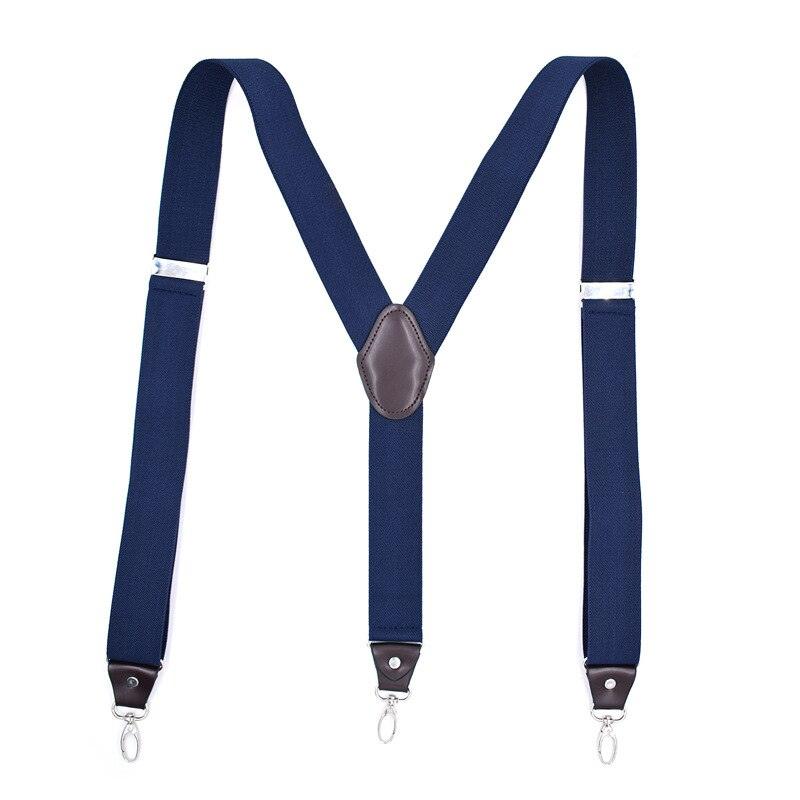 "Suspendeurs pour homme avec crochet robuste : bretelles à élastique pour pantalon" Deep Blue