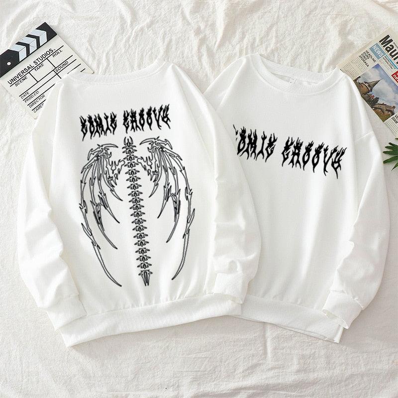 Sweat à capuche imprimé lettres graffiti nz634-white