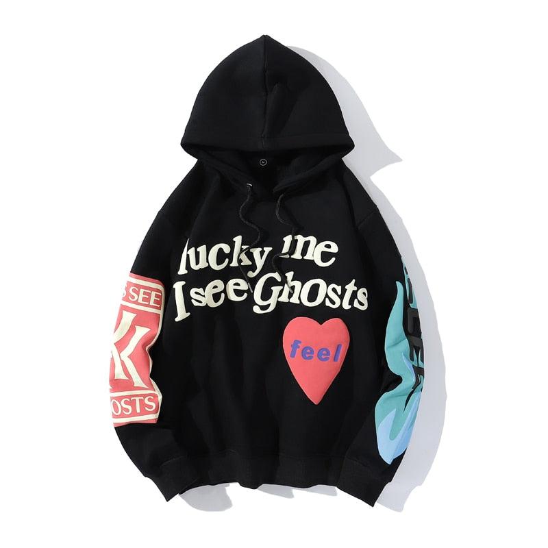 Sweat à capuche imprimé lettres graffiti nz632-black