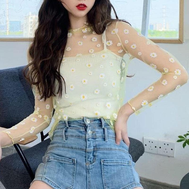 T-shirt-Imprimé Marguerite-pour l'Été Yellow One Size