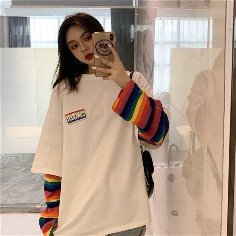 T-shirt Rainbow Kawaii Hirsionsan pour Femme
