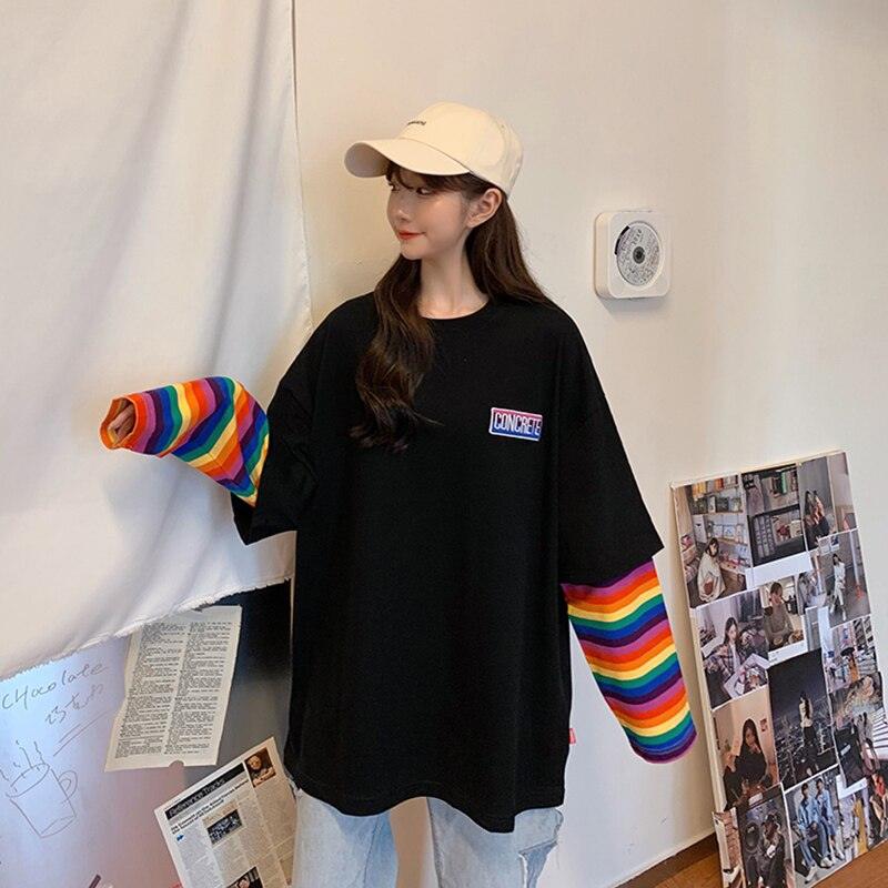 T-shirt Rainbow Kawaii Hirsionsan pour Femme