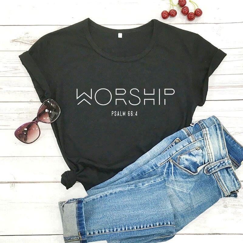 T-shirt chrétien 'Worship Funny', 100% coton pour homme et femme