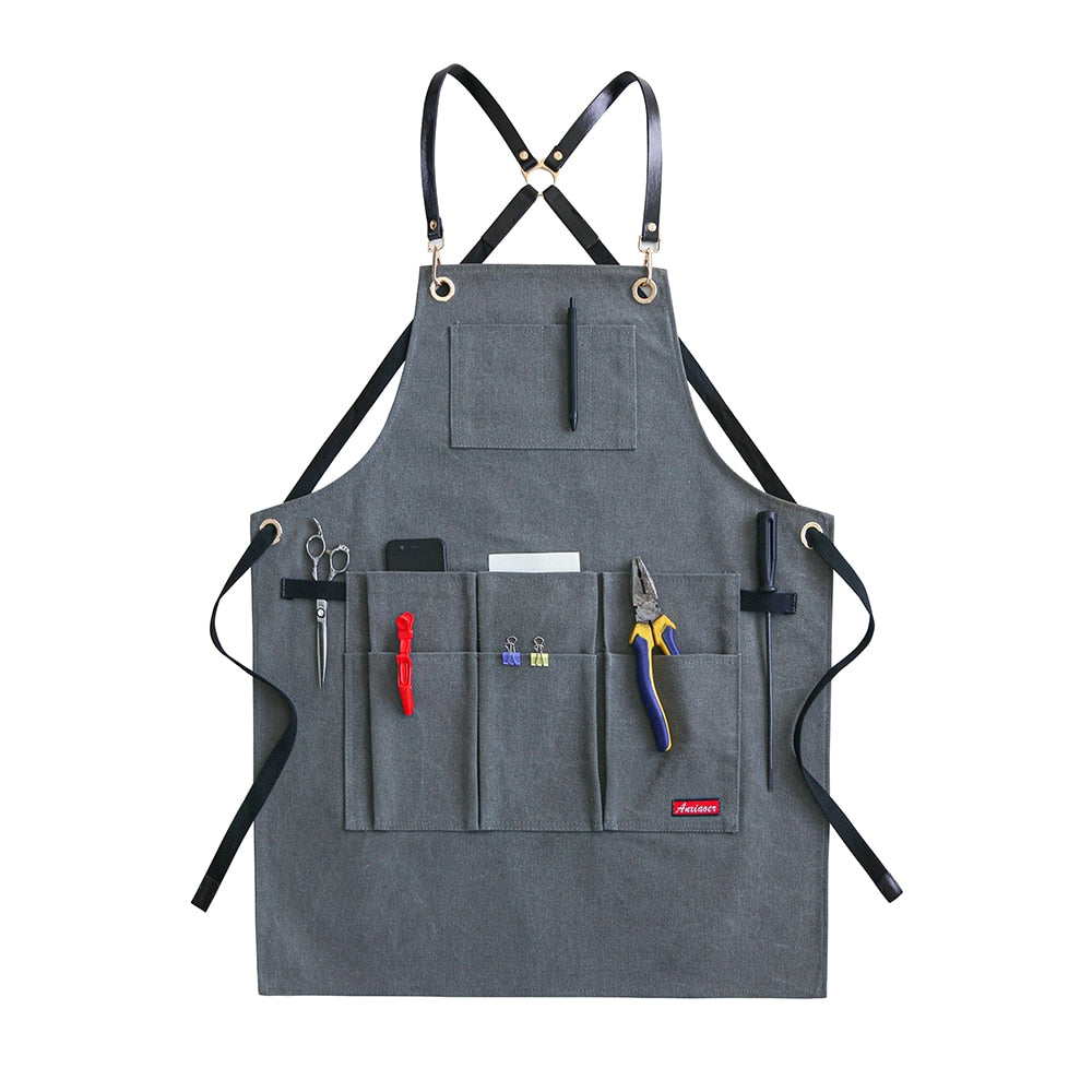 "Tablier de travail en toile durable unisexe avec poches à outils 75x60cm 6
