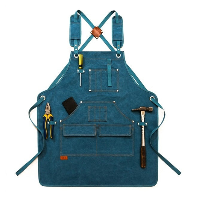 "Tablier de travail en toile durable unisexe avec poches à outils 75x63cm 2